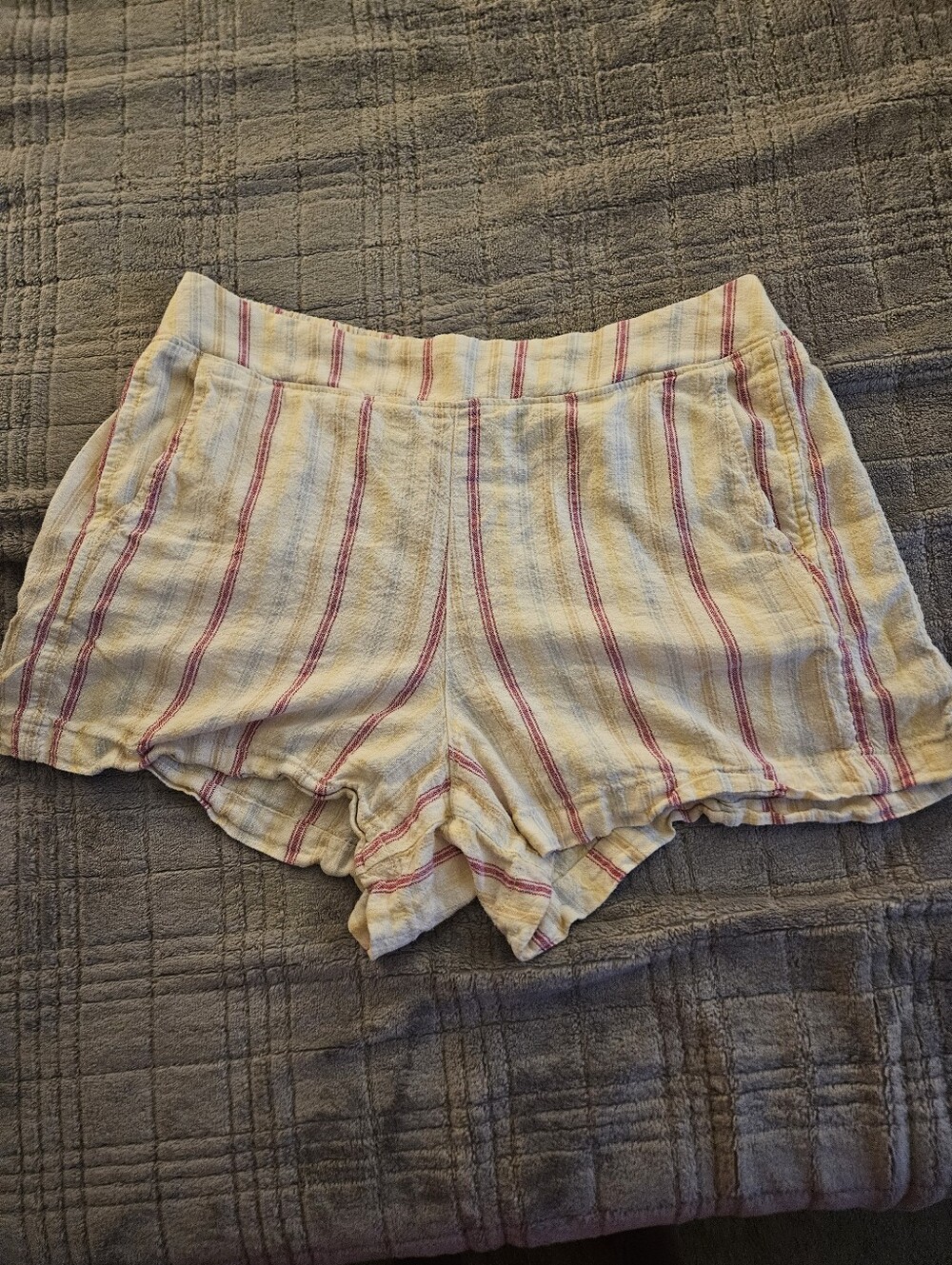 Gap High Waisted Striped Yellow and Pink Linen Shorts - Size Large